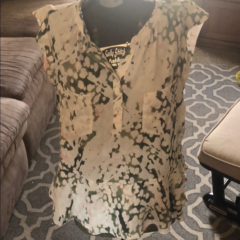 Mossimo Supply Co. Green and White Blouse